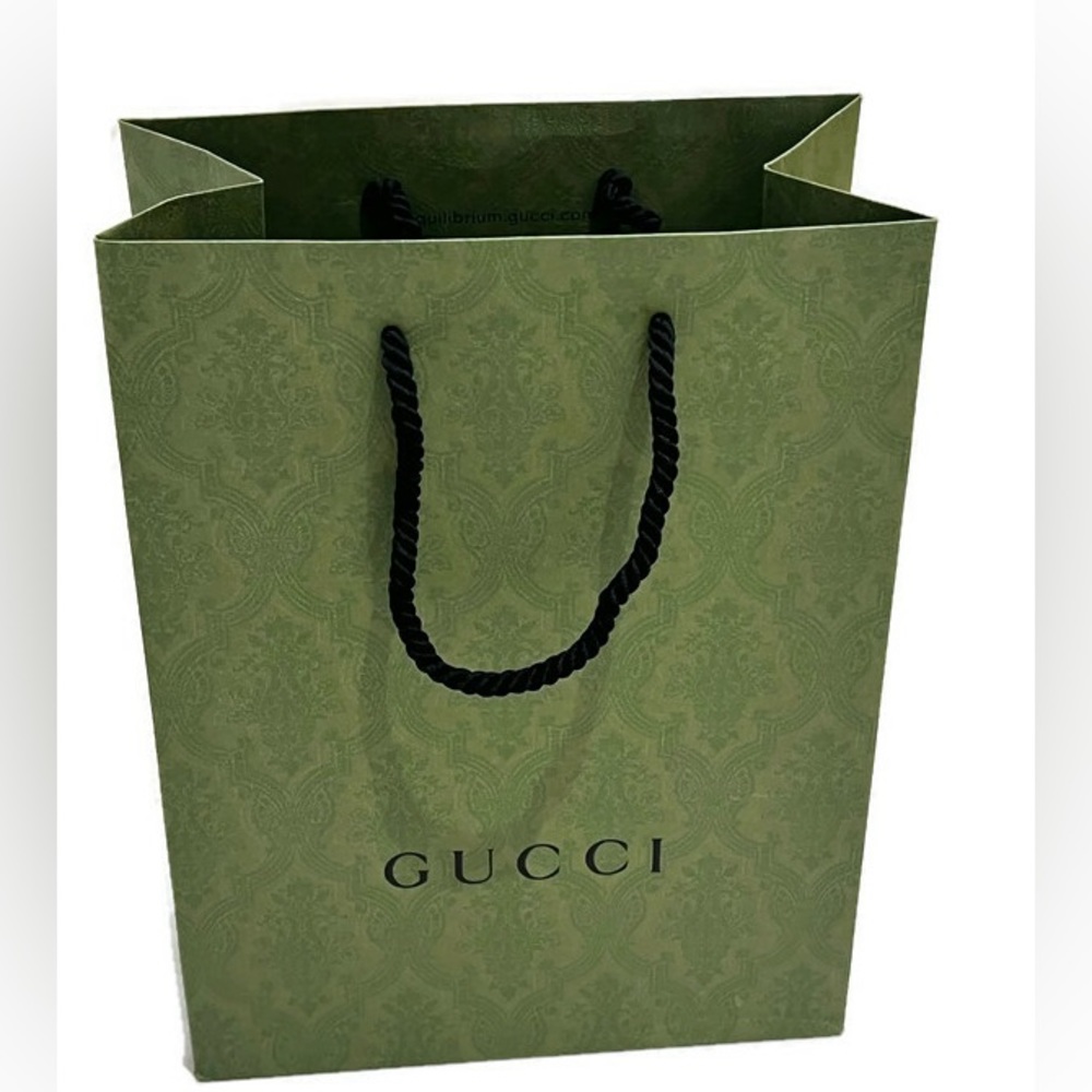 Authentic GUCCI shopping bag, green brocade pattern